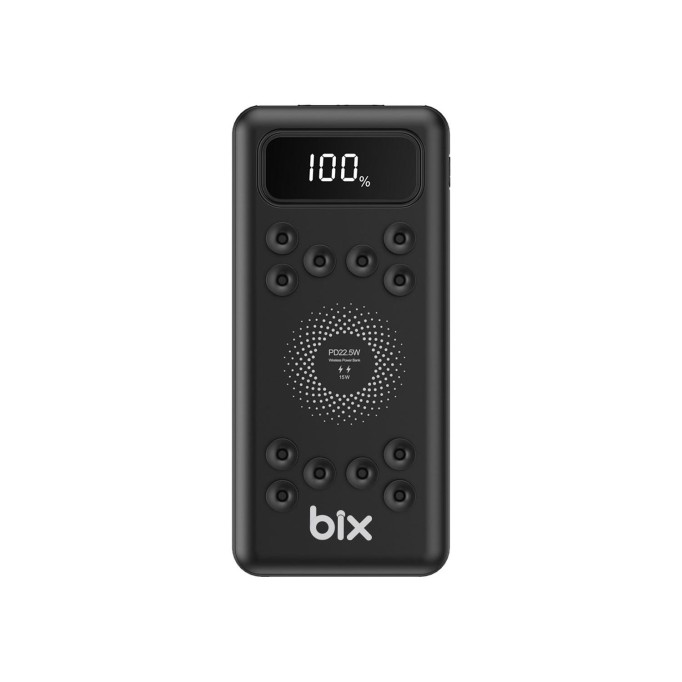 Bix PB103 10000 mAh Vantuzlu Kablosuz LED Göstergeli QC Destekli Powerbank Siyah