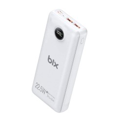 20000mAh Bix PB201 20000mAh 22.5W 3 Çıkışlı USB QC 4.0 Type-C PD LCD Göstergeli Powerbank Beyaz