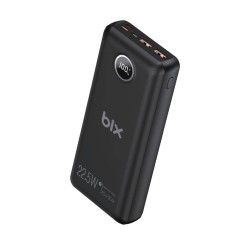 20000mAh Bix PB201 20000mAh 22.5W 3 Çıkışlı USB QC 4.0 Type-C PD LCD Göstergeli Powerbank Siyah