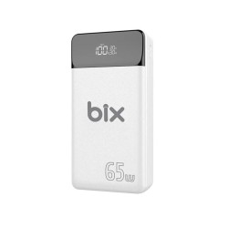 Beyaz Bix PB301-65W 30000mAh Üç Çıkışlı 65W QC 3.0 Powerbank Beyaz