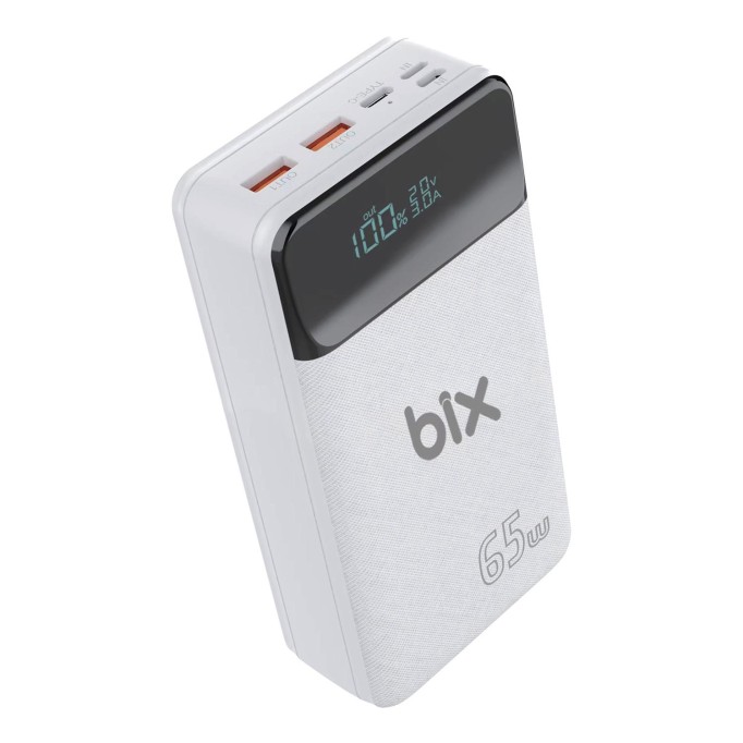 Bix PB301-65W 30000mAh Üç Çıkışlı 65W QC 3.0 Powerbank Beyaz