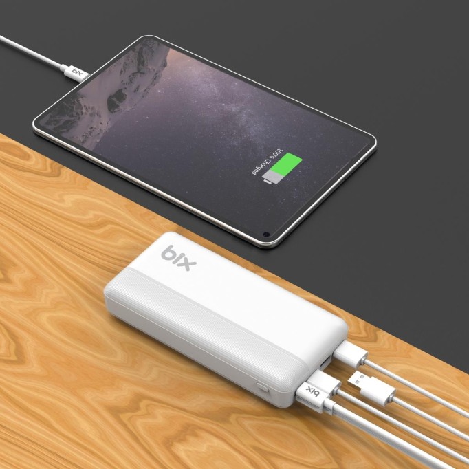 Bix PB302 Dört Çıkışlı QC 4.0 PD 30000 mAh Powerbank Beyaz