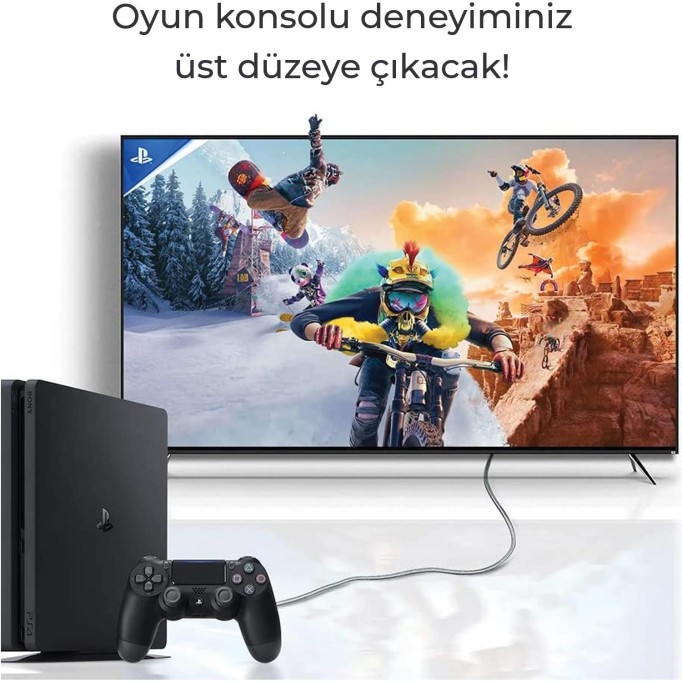 Bix Premium 8K@60Hz 4K@120Hz eARC Yüksek Hızlı HDMI 2.1 Kablo 2 Metre