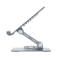 Bix PS01 360° Dönebilen Isı Dağıtımlı Katlanabilir Metal Tablet Standı iPad Tutucu Gri