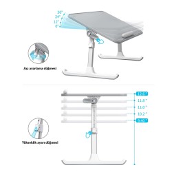 Bix Saiji AL30 Ayarlanabilir Laptop Standı Ergonomik Tasarım 17 İnç Uyumlu Taşınabilir Masa Gri