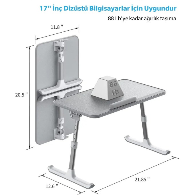 Bix Saiji AL30 Ayarlanabilir Laptop Standı Ergonomik Tasarım 17 İnç Uyumlu Taşınabilir Masa Gri