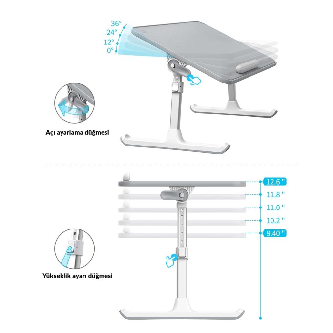 Bix Saiji AL33 Yükseklik ve Açı Ayarlı Laptop Standı Ergonomik ve Katlanabilir Çalışma Masası