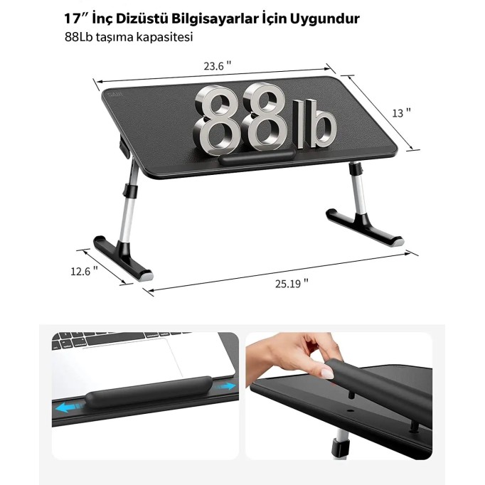 Bix Saiji AL33 Yükseklik ve Açı Ayarlı Laptop Standı Ergonomik ve Katlanabilir Çalışma Masası