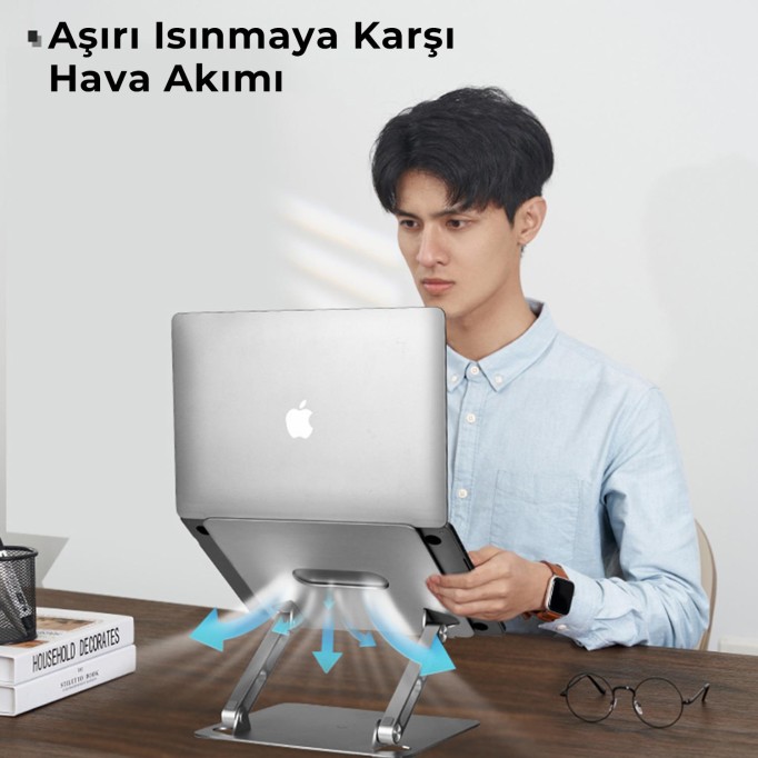 Bix Saiji D7 Yükseklik ve Açı Ayarlı Katlanabilir Notebook Standı Gri