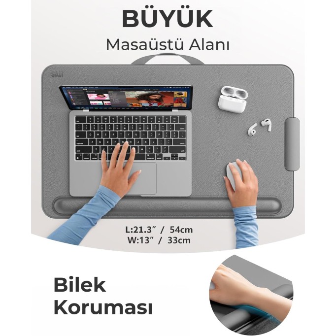 Bix Saiji GX3 Taşınabilir Laptop Standı 17 İnç Laptop Telefon Uyumlu Katlanabilir Hafif Ergonomik Tasarım Gri