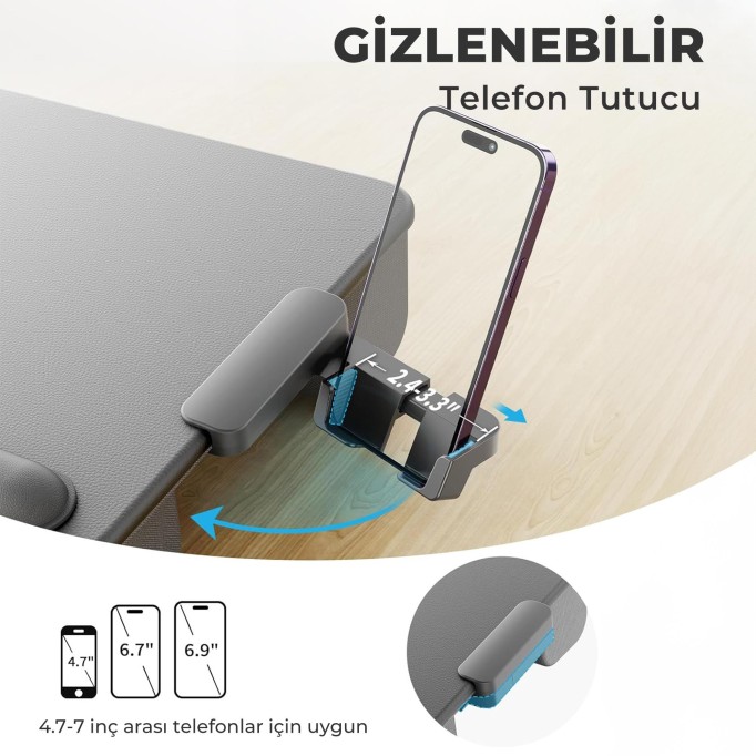 Bix Saiji GX3 Taşınabilir Laptop Standı 17 İnç Laptop Telefon Uyumlu Katlanabilir Hafif Ergonomik Tasarım Gri