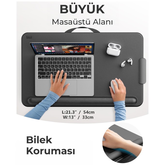 Bix Saiji GX3 Taşınabilir Laptop Standı 17 İnç Laptop Telefon Uyumlu Katlanabilir Hafif Ergonomik Tasarım Siyah