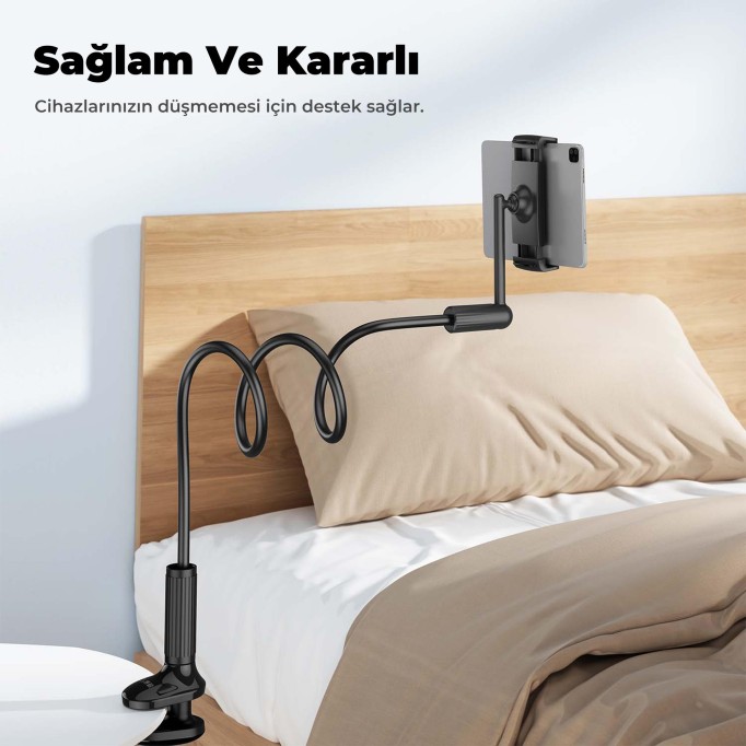 Bix Saiji IVY 4 Tablet Tutucu Yatak ve Masa İçin 360° Dönebilir Ayarlanabilir Tablet Standı