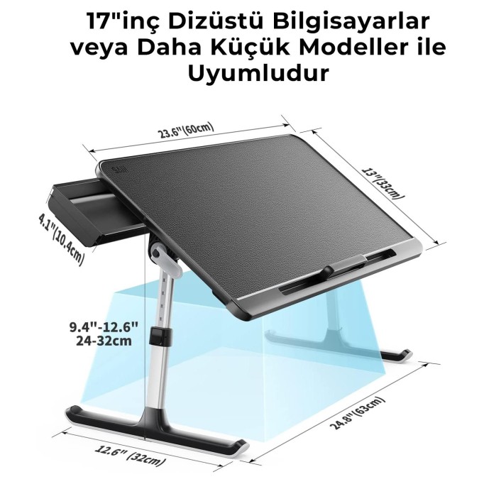 Bix Saiji K7 Mini Notebook ve Tablet Çalışma Masası Siyah