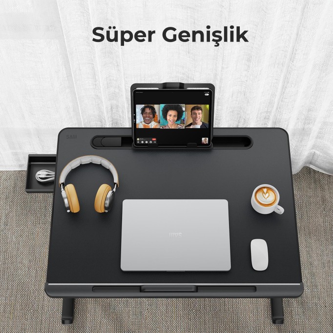Bix Saiji K8 Ultimate Çok Fonksiyonlu Ayarlı LED Işıklı Çalışma Masası Siyah