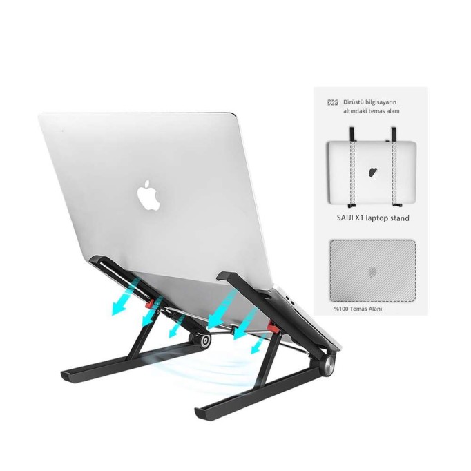 Bix Saiji X1 Alüminyum Notebook Laptop Standı Siyah