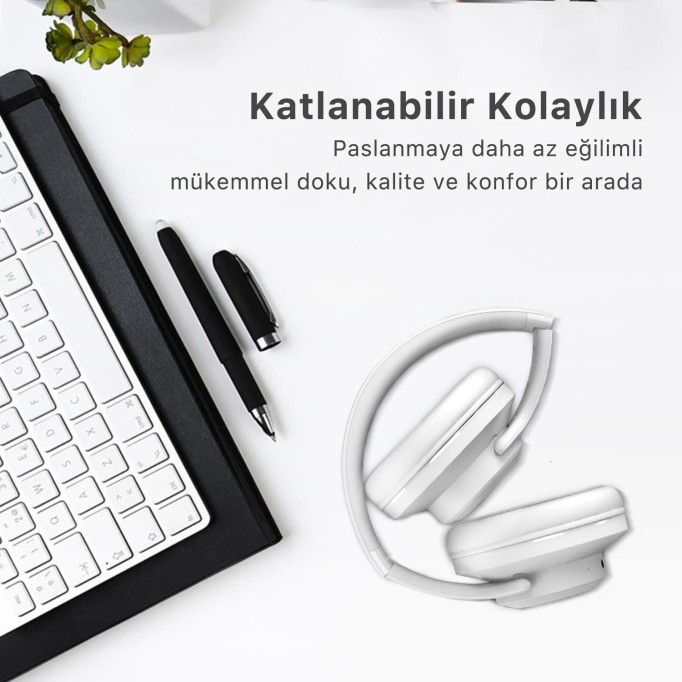Bix Soundcraft BH2 Katlanabilir Hoparlör Özellikli EQ Mod Kablosuz Bluetooth 5.3 Kulaküstü Kulaklık Buz Gri