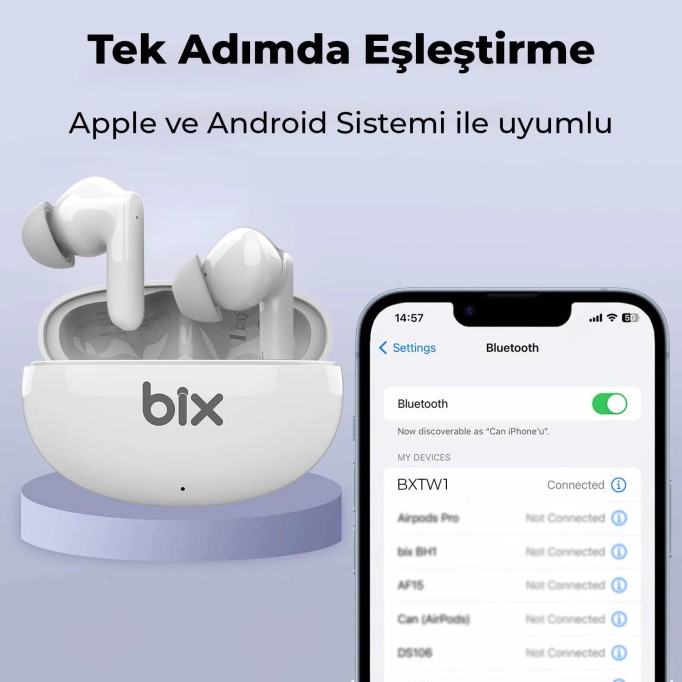 Bix Soundcraft TW1 ANC Aktif Gürültü Önleyici Bluetooth 5.2 Kulak İçi Kulaklık Beyaz