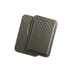 Bix TMW1 iPhone MagSafe Deri Kartlık Manyetik Telefon Cüzdanı Karbon Grisi