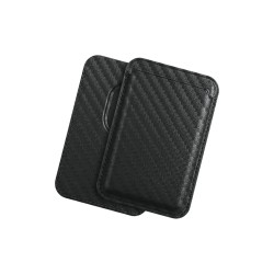 Bix TMW1 iPhone MagSafe Deri Kartlık Manyetik Telefon Cüzdanı Karbon Siyahı