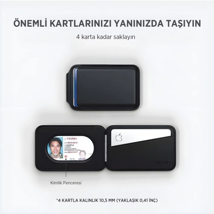 Bix TMW2 iPhone MagSafe Manyetik Deri Kartlık Katlanabilir Standlı Cüzdan Mavi