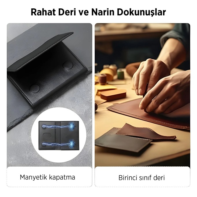 Bix TMW3 iPhone MagSafe Uyumlu Manyetik Deri Kartlık İnce Cüzdan 6 Kart Kapasiteli Mor