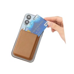Bix TMW4 iPhone MagSafe Uyumlu Deri Cüzdan Manyetik Kartlık Standlı Katlanabilir Kahverengi