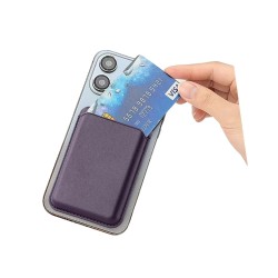 Bix TMW4 iPhone MagSafe Uyumlu Deri Cüzdan Manyetik Kartlık Standlı Katlanabilir Kiraz Moru