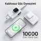 Bix TPB16 10.000 mAh OLED Ekranlı Manyetik Kablosuz Powerbank 20W PD Hızlı Şarj ve 15W MagSafe Beyaz