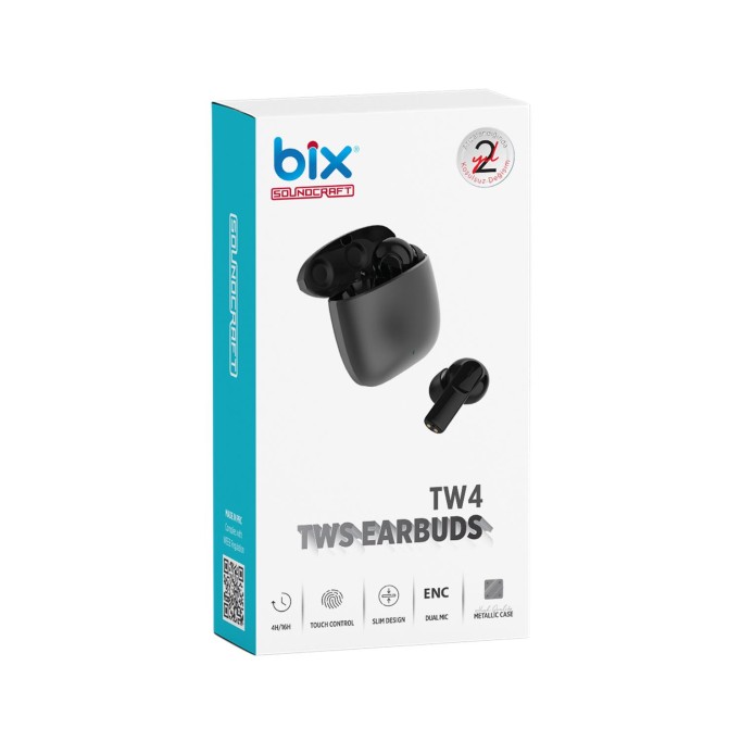 Bix TW4 Soundcraft Bluetooth 5.3 ENC Gürültü Engelleyici Çift Mikrofonlu IPX4 Su Geçirmez TWS Kablosuz Kulak içi Kulaklık