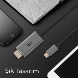 Bix Type-C 4K HDMI Dönüştürücü Kablo Bix Type-C 4K HDMI Dönüştürücü Kablo