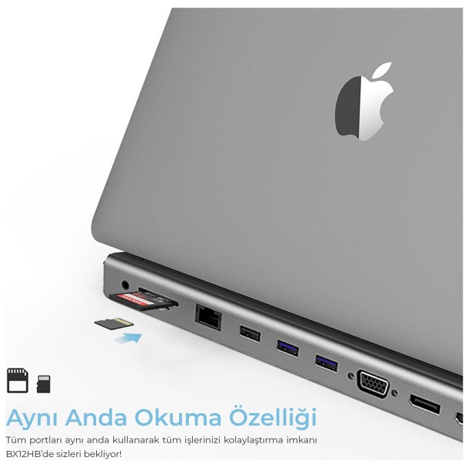 Bix Type-C HDMI VGA DP Ethernet Kart Okuyucu USB Dönüştürücü