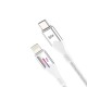 Bix Type-C to Lightning iPhone 27W Örgülü LED Işıklı Şarj ve Data Kablosu 1 Metre Beyaz