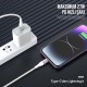 Bix Type-C to Lightning iPhone 27W Örgülü LED Işıklı Şarj ve Data Kablosu 1 Metre Beyaz