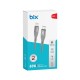 Bix Type-C to Lightning iPhone 27W Örgülü LED Işıklı Şarj ve Data Kablosu 1 Metre Gri