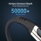 Bix Type-C to Type-C 240W 480Mbps E-Marker Çip Dijital Ekran Göstergeli Örgülü Şarj ve Data Kablosu 1 Metre