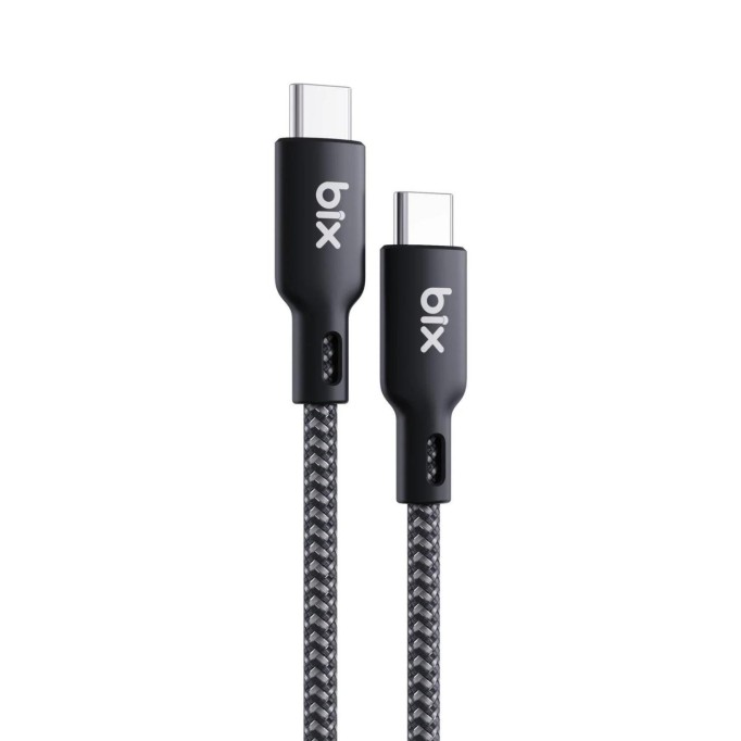 Bix Type-C to Type-C 240W 480Mbps USB-IF Sertifikalı Hi-Speed Örgülü Şarj ve Data Kablosu 1.8 Metre