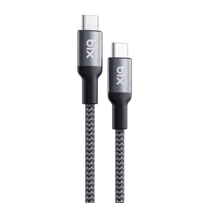 Bix Type-C to Type-C 240W 480Mbps USB-IF Sertifikalı Metal Başlıklı Örgülü Şarj & Data Kablosu 1.8 Metre