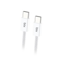 Bix Type-C to Type-C 60W Örgülü Şarj ve Data Kablosu 1 Metre Beyaz