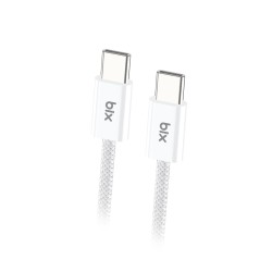 Beyaz Bix Type-C to Type-C 60W Örgülü Şarj ve Data Kablosu 1 Metre Beyaz
