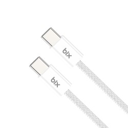 Bix Type-C to Type-C 60W Örgülü Şarj ve Data Kablosu 1 Metre Beyaz