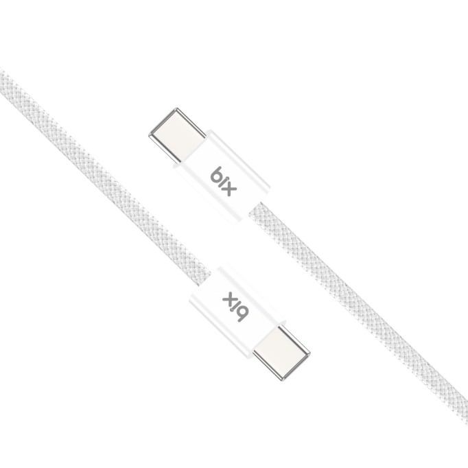 Bix Type-C to Type-C 60W Örgülü Şarj ve Data Kablosu 1 Metre Beyaz