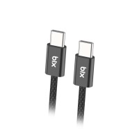 Bix Type-C to Type-C 60W Örgülü Şarj ve Data Kablosu 1 Metre Siyah