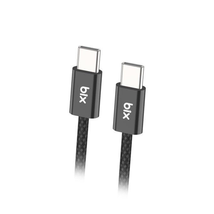Bix Type-C to Type-C 60W Örgülü Şarj ve Data Kablosu 1 Metre Siyah