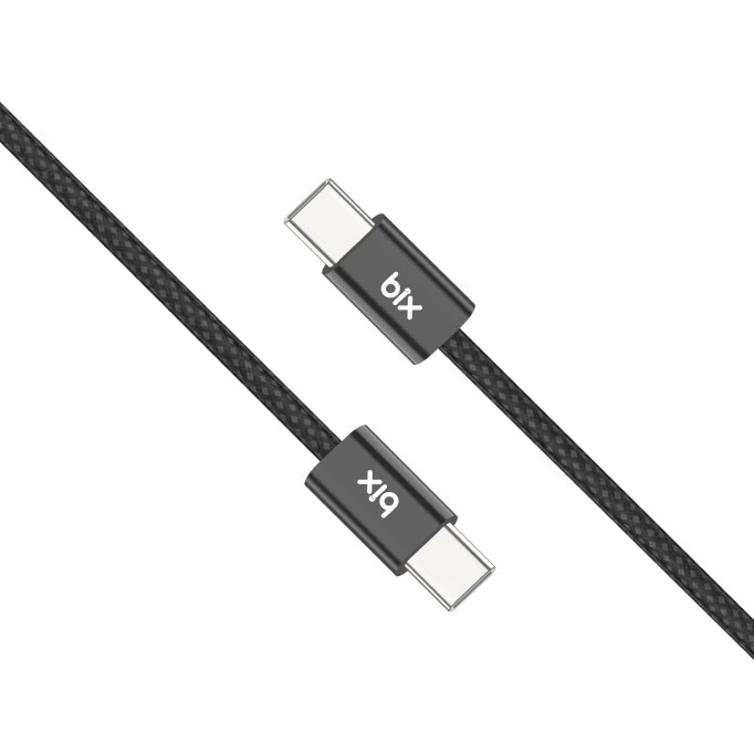 Bix Type-C to Type-C 60W Örgülü Şarj ve Data Kablosu 1 Metre Siyah