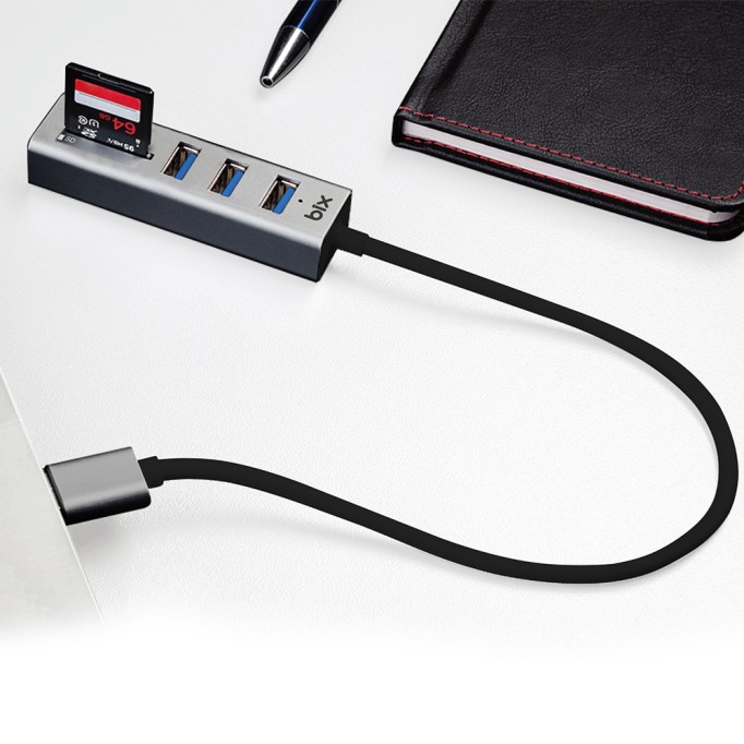 Bix USB 3.0 Kart Okuyucu ve 3 Portlu Çoklayıcı Hub Bix USB 3.0 Kart Okuyucu ve 3 Portlu Çoklayıcı Hub