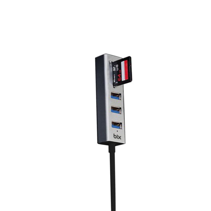 Bix USB 3.0 Kart Okuyucu ve 3 Portlu Çoklayıcı Hub Bix USB 3.0 Kart Okuyucu ve 3 Portlu Çoklayıcı Hub