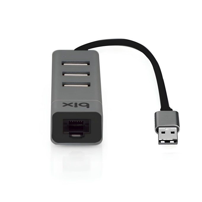 Bix USB Ethernet Dönüştürücü 3 Portlu USB Hub
