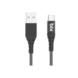 Siyah Bix USB Type-C Ultra Güçlendirilmiş Şarj Kablosu Siyah