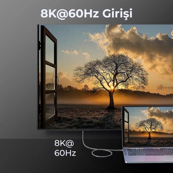 Bix USB4 Thunderbolt 3/4 Uyumlu USB-C IF Sertifikalı 240W 40Gbps 8K 60Hz UHD Hızlı Şarj, Data ve Görüntü Aktarım Kablosu 1 Metre